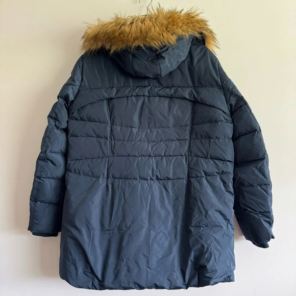 Orolay down feather insulated navy parka jacket with faux fur size 2XL - Picture 8 of 8
